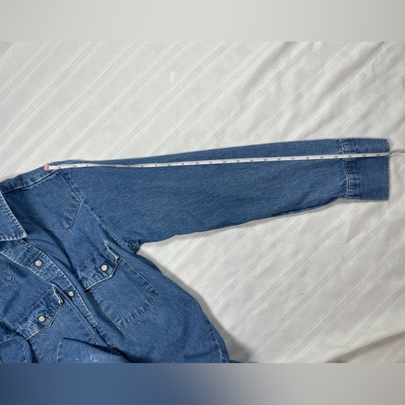 Vintage Saddle King Western Denim Shirt – Pearl Snap, Long Sleeve - Picture 14 of 16